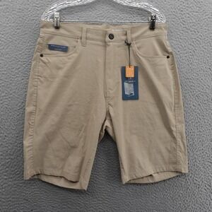 NWT Desert Dunes Performance Chino Shorts 32x10 Beige‎ Mens Flat Front Mid Rise